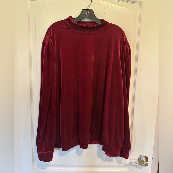 Cato women’s burgundy long sleeve velvet blouse plus size 26/28W - Picture 1 of 6